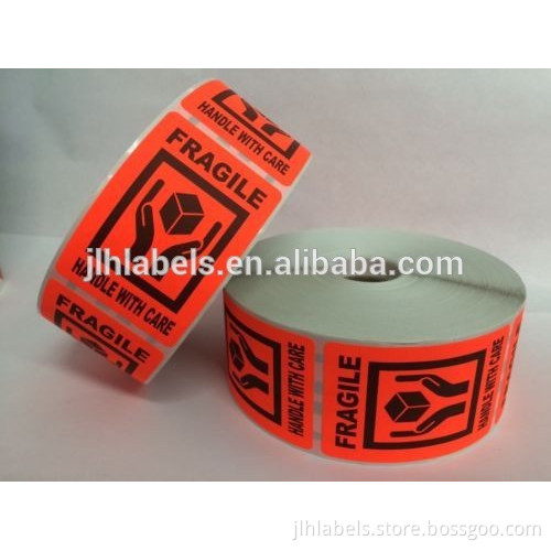 2x3 Red fluorescence FRAGILE HANDS HOLDING BOX Stickers 1000 Labels